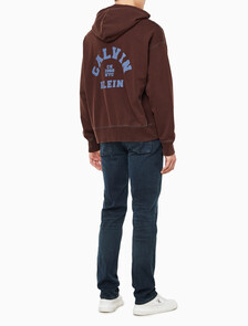 Buy 남성 워시드 프리미엄 빈티지 로고 후드집업 in color Rich Brown