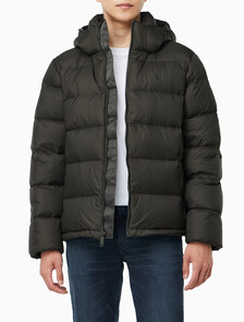 Buy 남성 나일론 집업 후드 다운 푸퍼 자켓 in color CHARCOAL