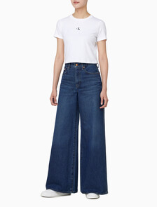 Buy 여성 슈퍼 와이드 레그핏 다크 블루 데님 in color DARK BLUE