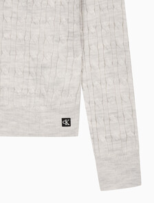 Buy 여성 울 케이블 크루넥 가디건 in color Light Grey