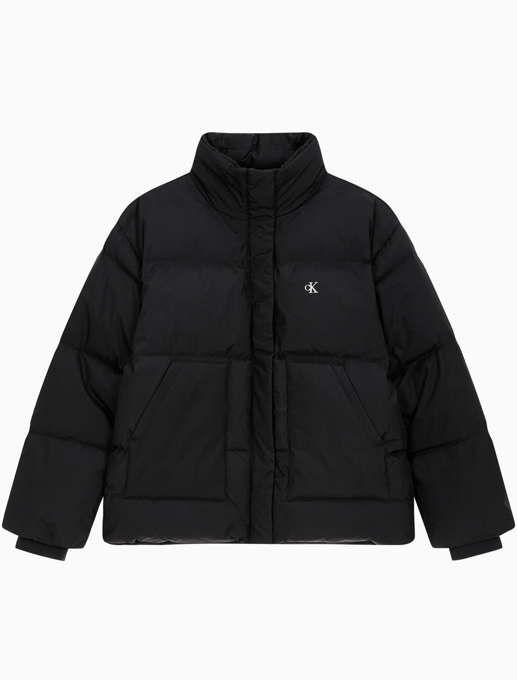 Buy 여성 숏 렝스 스탠드 카라 푸퍼 다운 재킷 in color CK BLACK