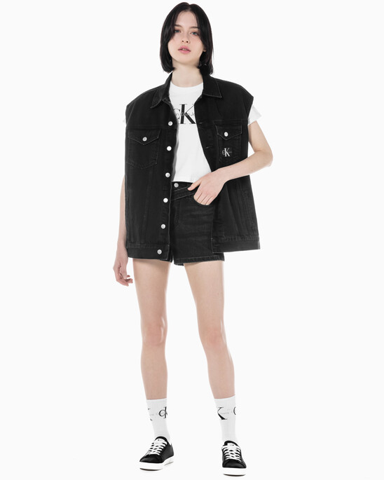 여성 하이라이즈 블랙 데님 쇼츠
