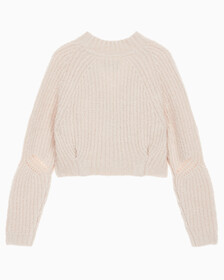 Buy 여성 크롭 케이블 가디건 in color PINK BEIGE