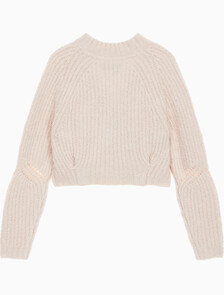 Buy 여성 크롭 케이블 가디건 in color PINK BEIGE