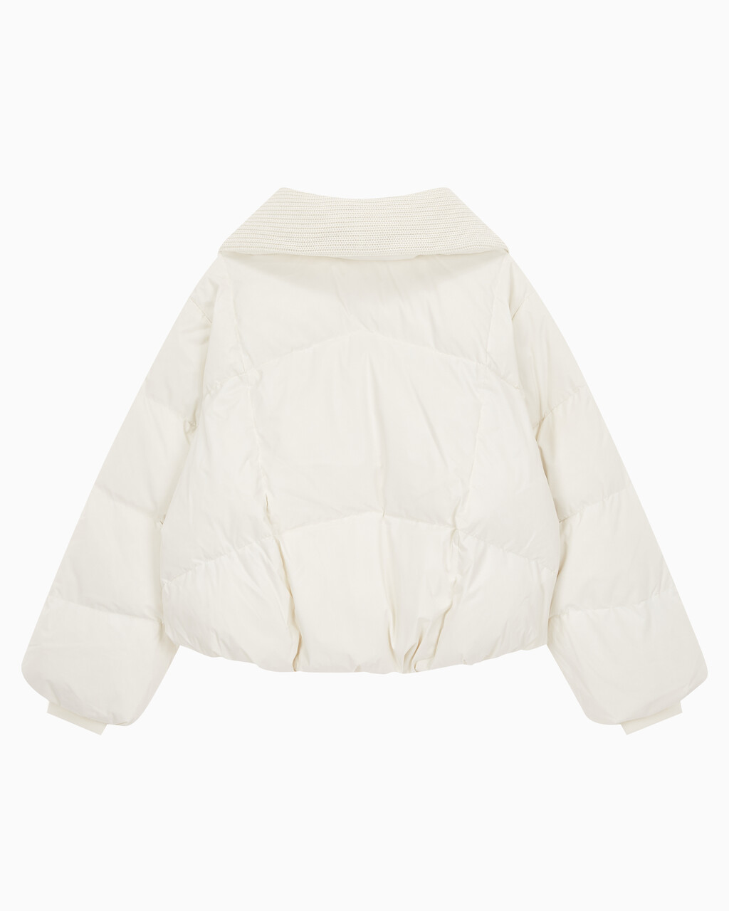 Buy 여성 숏다운 와이드넥 푸퍼 in color WHITE