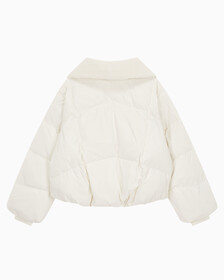Buy 여성 숏다운 와이드넥 푸퍼 in color WHITE
