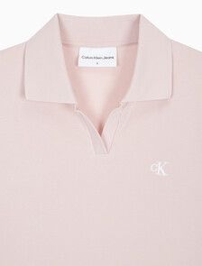 Buy 여성 슬림핏 립 브이넥 폴로 티셔츠 in color PINK