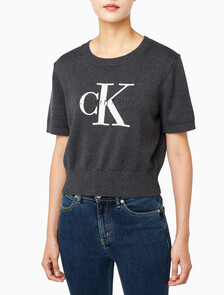 Buy 여성 청키 코튼 그래픽 풀오버 in color CHARCOAL HEATHER