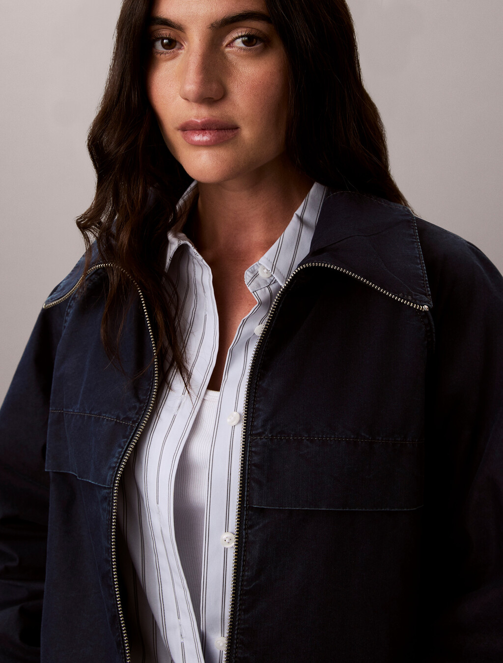 Buy 여성 데님 나일론 자켓 in color Dark Blue