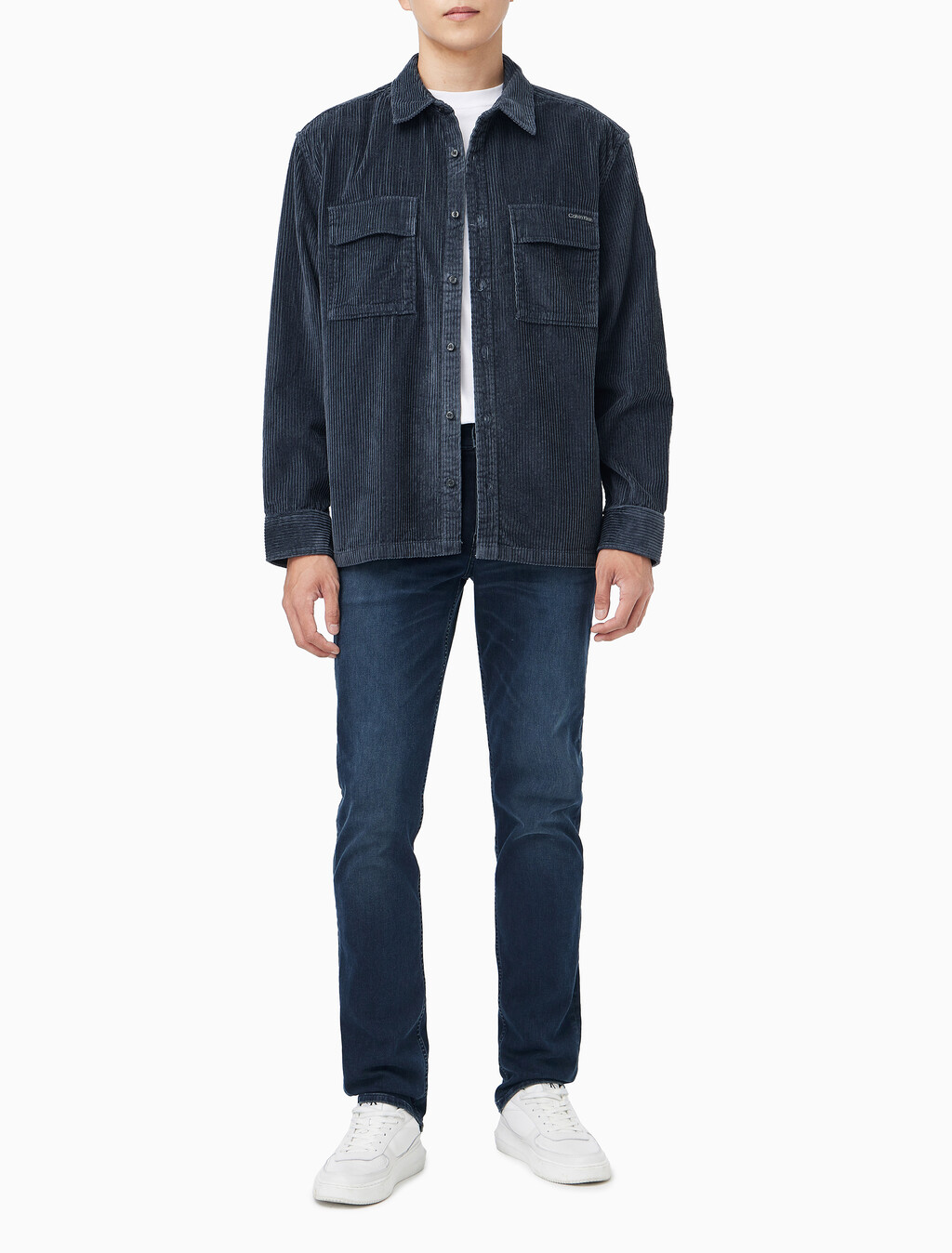 Buy 남성 릴렉스핏 코듀로이 포켓 긴팔 셔츠 in color Dark Blue