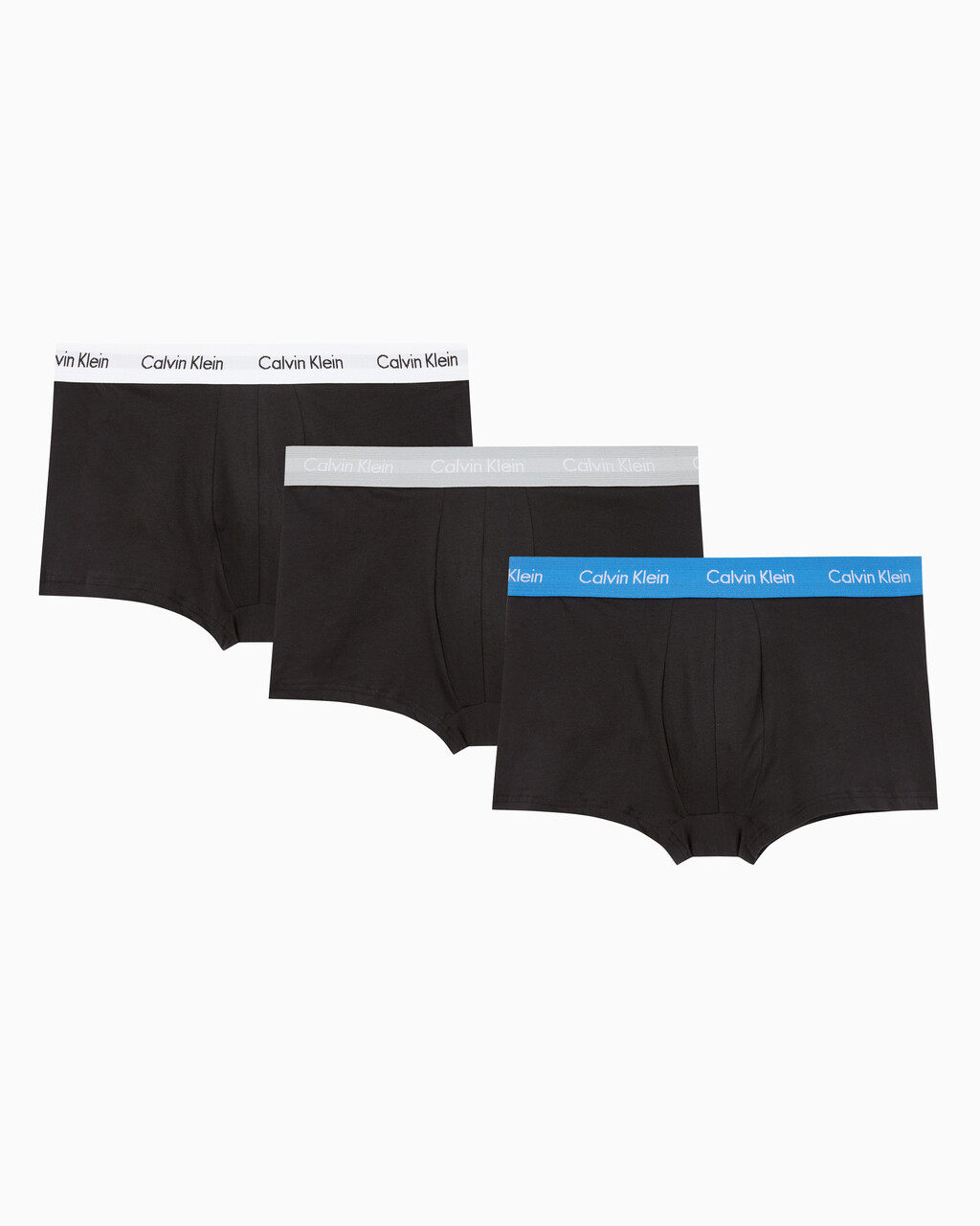Buy 남성 코튼 스트레치 3PK 로우 라이즈 트렁크 in color BLACK W GREY HTR WB/BLACK W WHITE WB/BLA