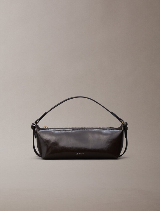 여성 엠보스드 로고 포일 글로시 콘브 백