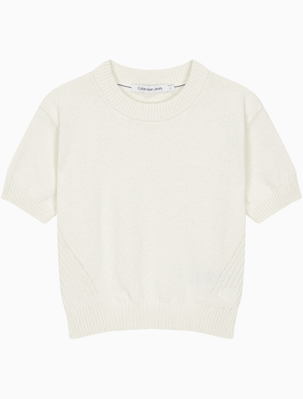 Buy 여성 크롭 반팔 스웨터 in color WHITE