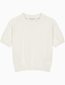 Buy 여성 크롭 반팔 스웨터 in color WHITE