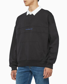 Buy 남성 롱슬리브 럭비 탑 in color CK BLACK