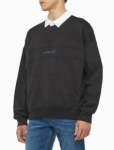 Buy 남성 롱슬리브 럭비 탑 in color CK BLACK