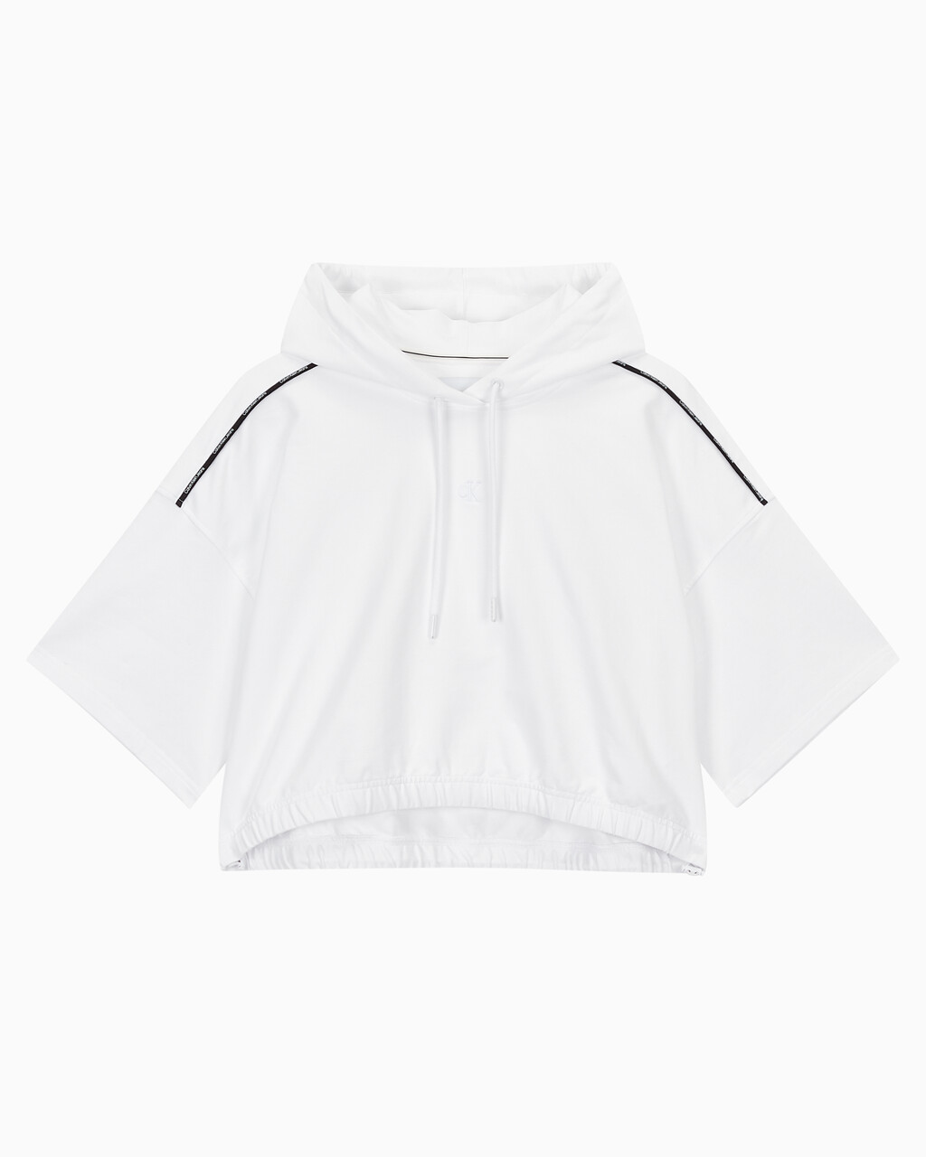 Buy 여성 로고 피핑 크롭 반팔 후디 in color BRIGHT WHITE
