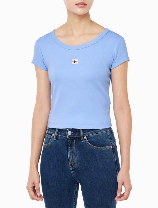 여성 우븐라벨 베이비립 티