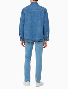 Buy 남성 릴렉스핏 데님 셔츠 in color MID BLUE BACK EMBRO