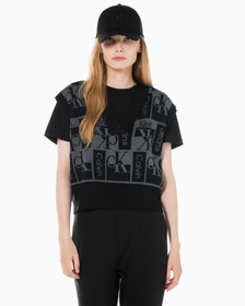 Buy 여성 브이넥 AOP 베스트 in color CK BLACK