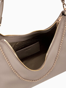 Buy 여성 하드웨어 엠블럼 페블 호보 백 in color Desert Taupe