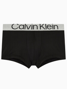 Buy 남성 CK 리컨시더드 스틸 마이크로 로우 라이즈 트렁크 3PK in color BLACK WITH BLACK LOGO/ HIDEAWAY BLUE LOGO/ BEL AIR BLUE LOGO