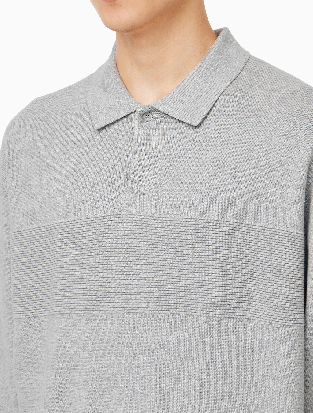 Buy 남성 럭비 니트 폴로 스웨터 in color LIGHT GREY HEATHER