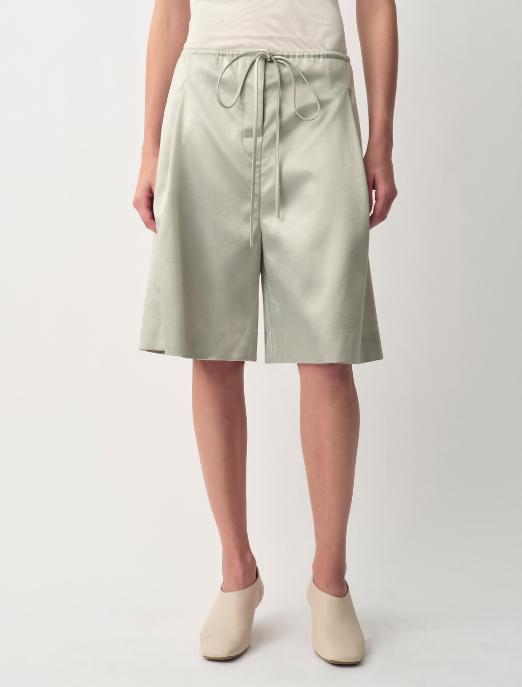 Buy MICA WOMENS SATIN SHORTS in color BARELY BLUE