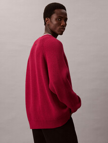 Buy 남성 스티치 브이넥 스웨터 in color Beet Red