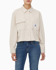 Buy 여성 코듀로이 크롭 셔츠 in color PINK BEIGE