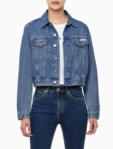 Buy 여성 90's 크롭 데님 자켓 in color MID BLUE BACK EMBRO