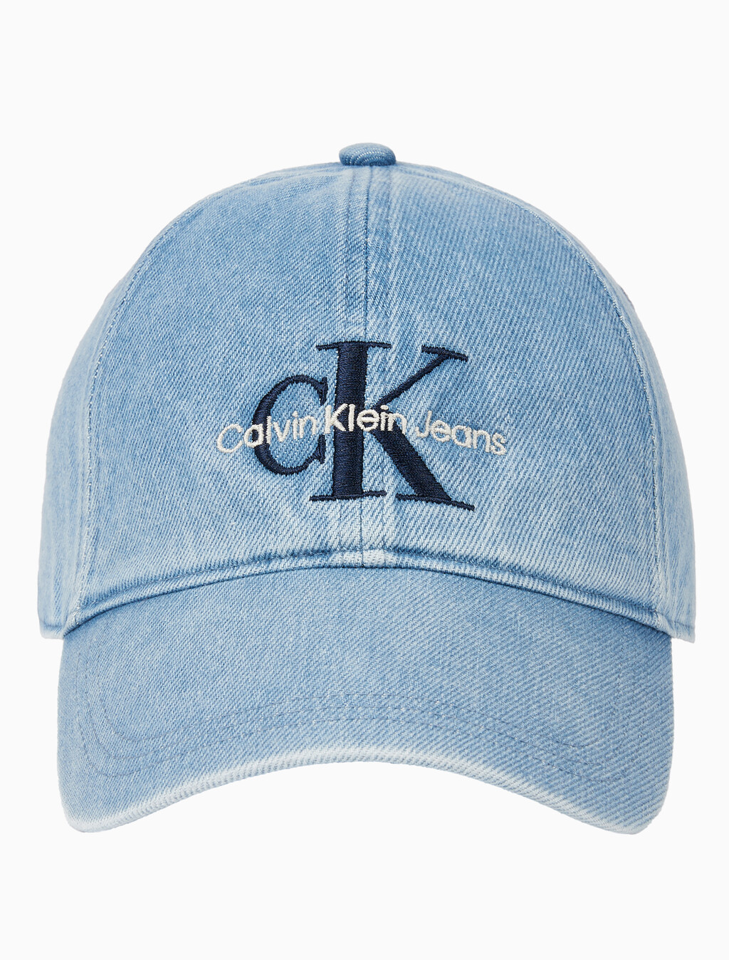 Buy 남녀공용 CKJ 모노그램 엠브로이더리 데님 볼캡 in color BLUE