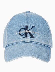Buy 남녀공용 CKJ 모노그램 엠브로이더리 데님 볼캡 in color BLUE