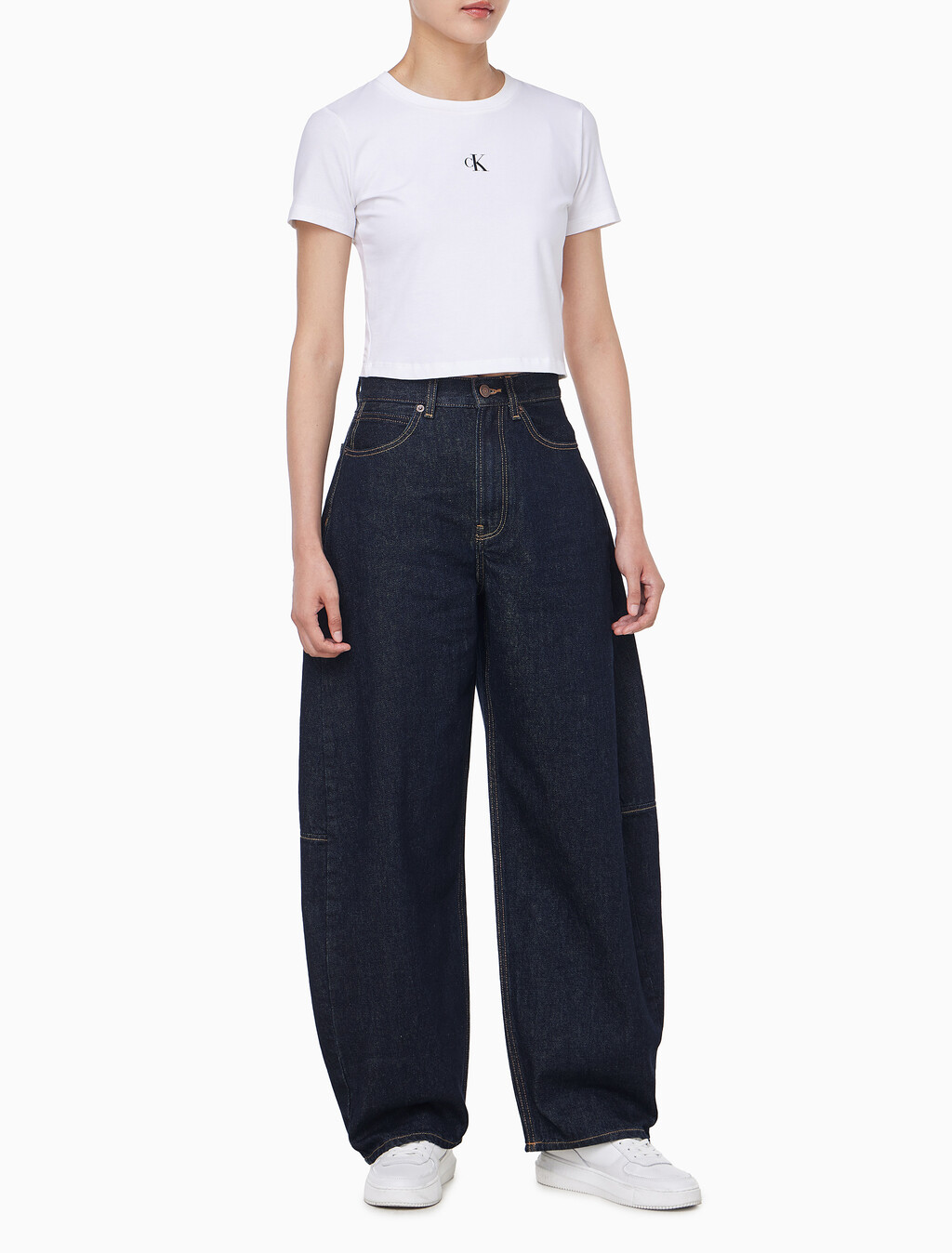 Buy 여성 홀스슈핏 린스 워시 데님 in color TENCEL RINSE BLUE