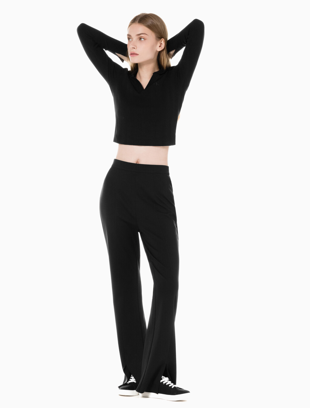 Buy 여성 밀라노 테이퍼드 플레어팬츠 in color CK BLACK