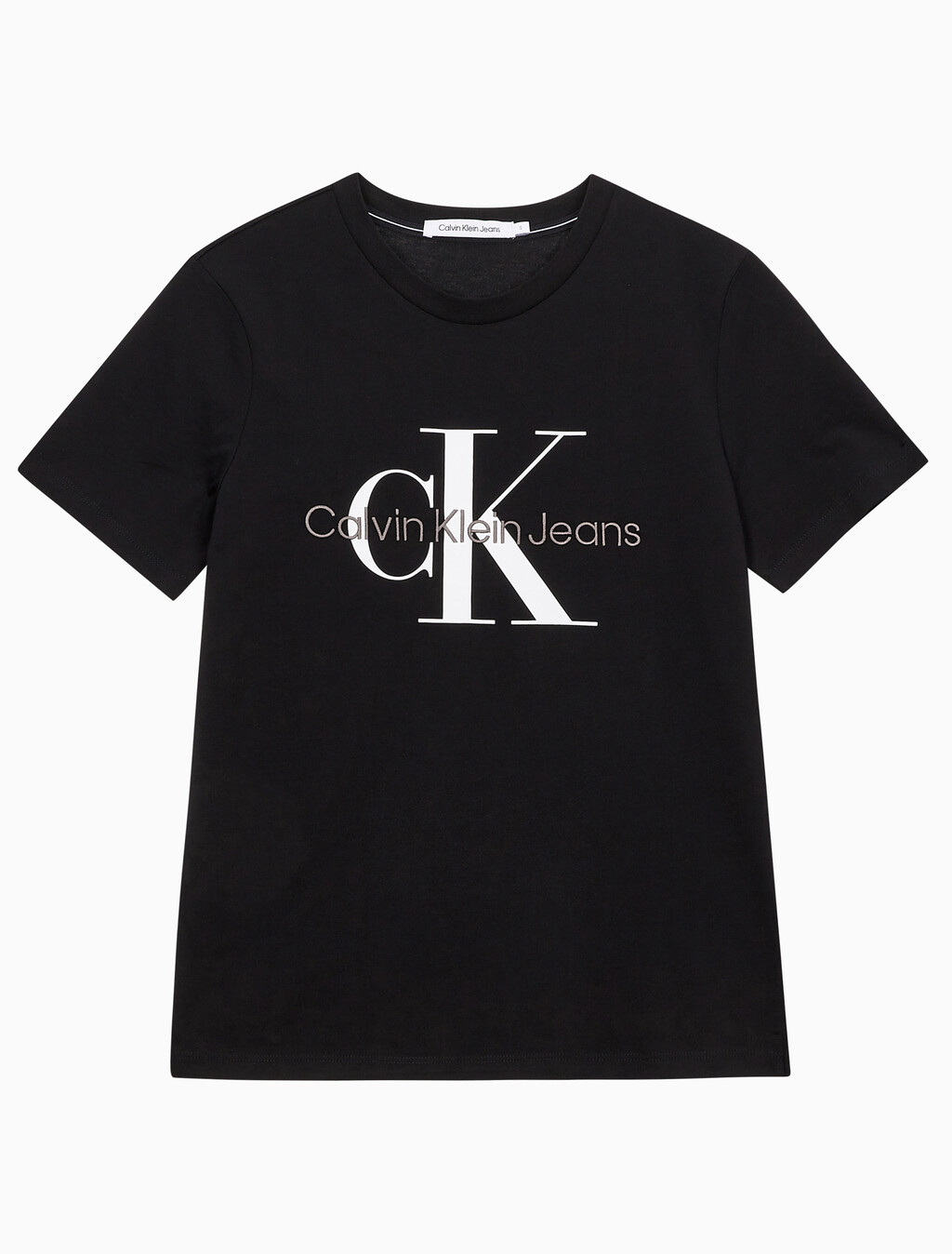 Buy 여성 스트레이트핏 모노그램로고 크루넥 반팔 티셔츠 in color CK BLACK
