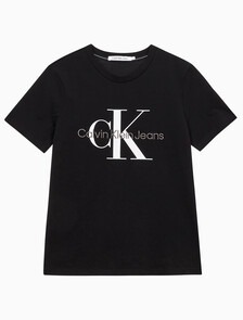 Buy 여성 스트레이트핏 모노그램로고 크루넥 반팔 티셔츠 in color CK BLACK