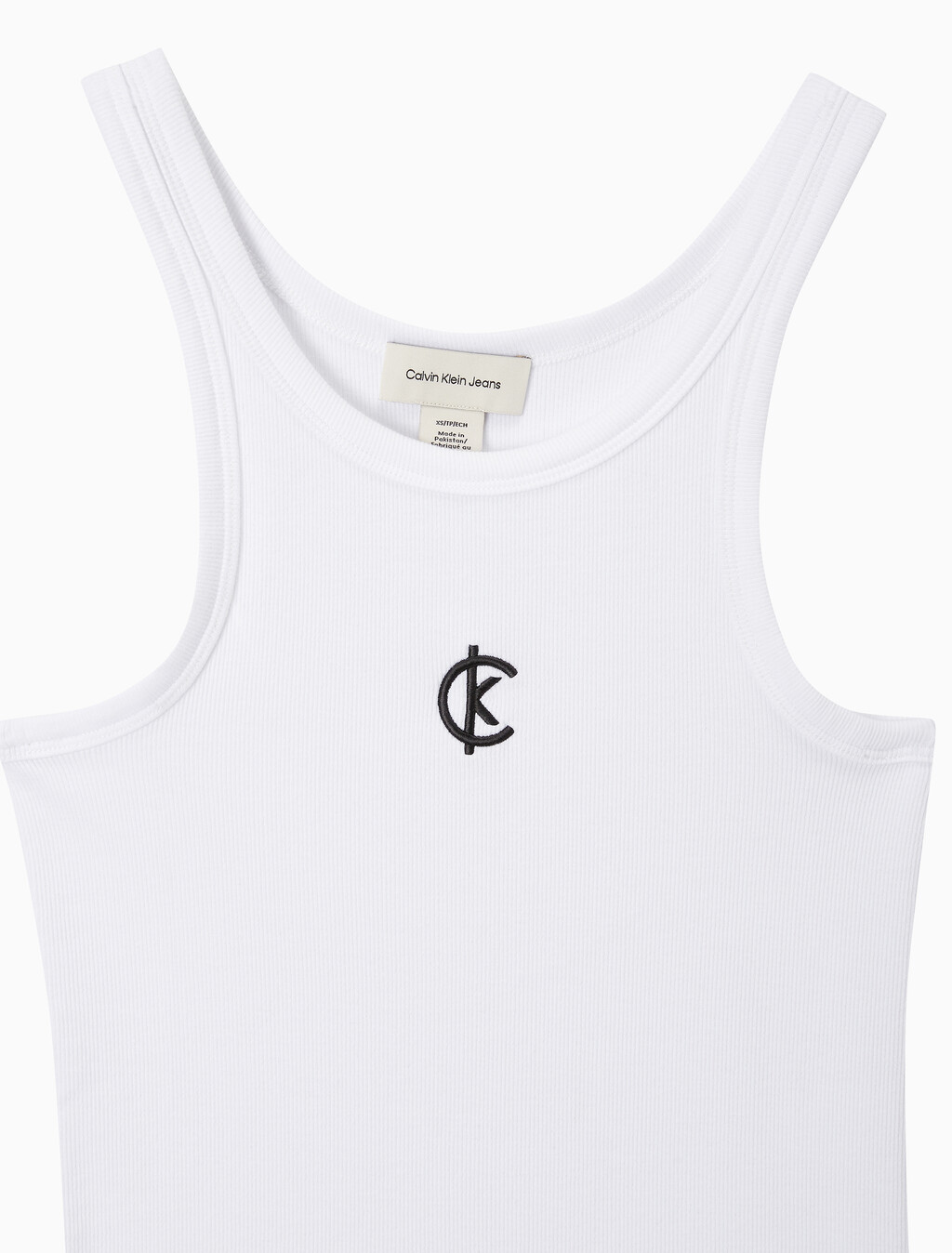 Buy 여성 코튼 컨투어 립 CK 탱크 in color BRILLIANT WHITE