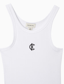 Buy 여성 코튼 컨투어 립 CK 탱크 in color BRILLIANT WHITE