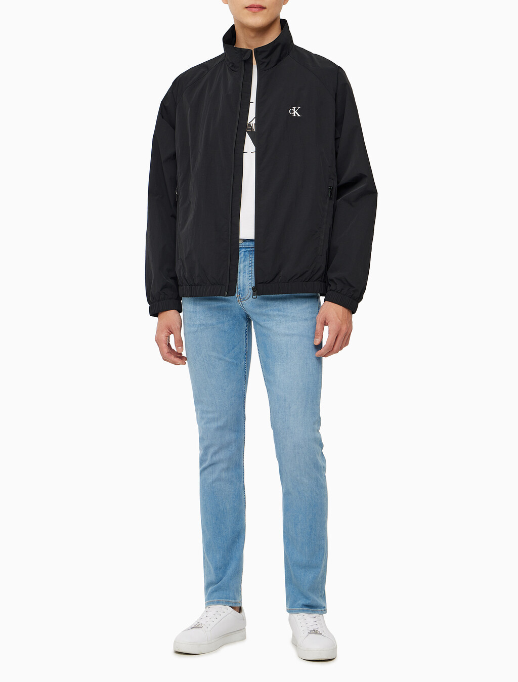 Buy 남성 에센셜 스탠드 카라 집업 자켓 in color CK BLACK
