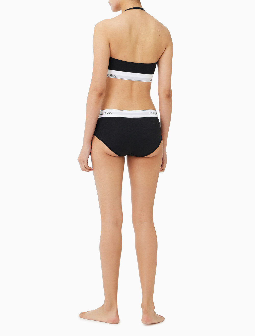 Buy 여성 아이콘 코튼 모달 홀터 브라렛 in color BLACK