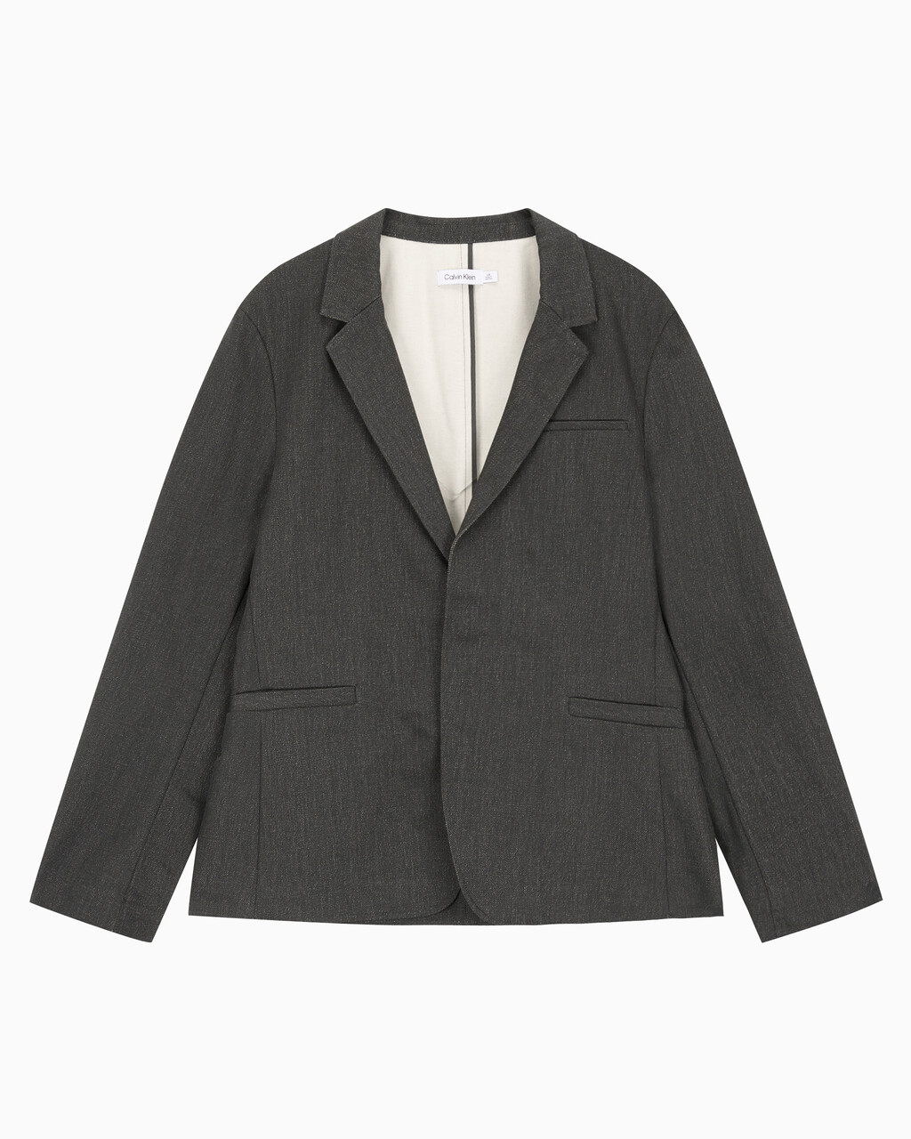 Buy 남성 롱슬리브 언라인드 스트럭쳐 블레이저 in color CHARCOAL