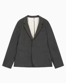 Buy 남성 롱슬리브 언라인드 스트럭쳐 블레이저 in color CHARCOAL
