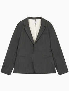 Buy 남성 롱슬리브 언라인드 스트럭쳐 블레이저 in color CHARCOAL