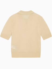 Buy 여성 매쉬 오픈 니트 폴로 in color CAMEL