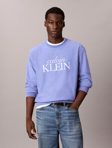 Buy 남성 프리미엄 테리 폰트 믹스 크루넥 스웨트셔츠 in color BLEACHED DENIM