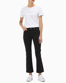 Buy 여성 하이라이즈 바디 슬림 부츠핏 앵클 데님 in color WASHED BLACK LOGO LACE