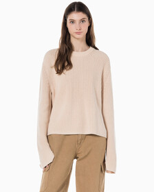 Buy 여성 롱슬리브 라운드넥 스웨터 in color Neutral Tan-231ABZ