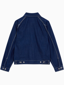 Buy 남성 다트 디테일 워크웨어 린스 데님 자켓 in color Dark blue