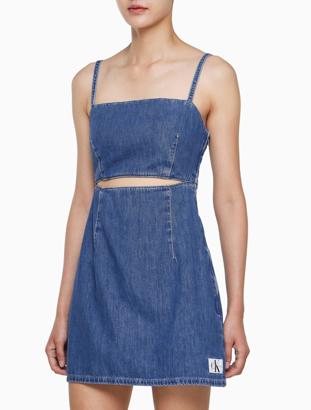 Buy 여성 컷 아웃 드레스 in color MID BLUE BACK EMBRO
